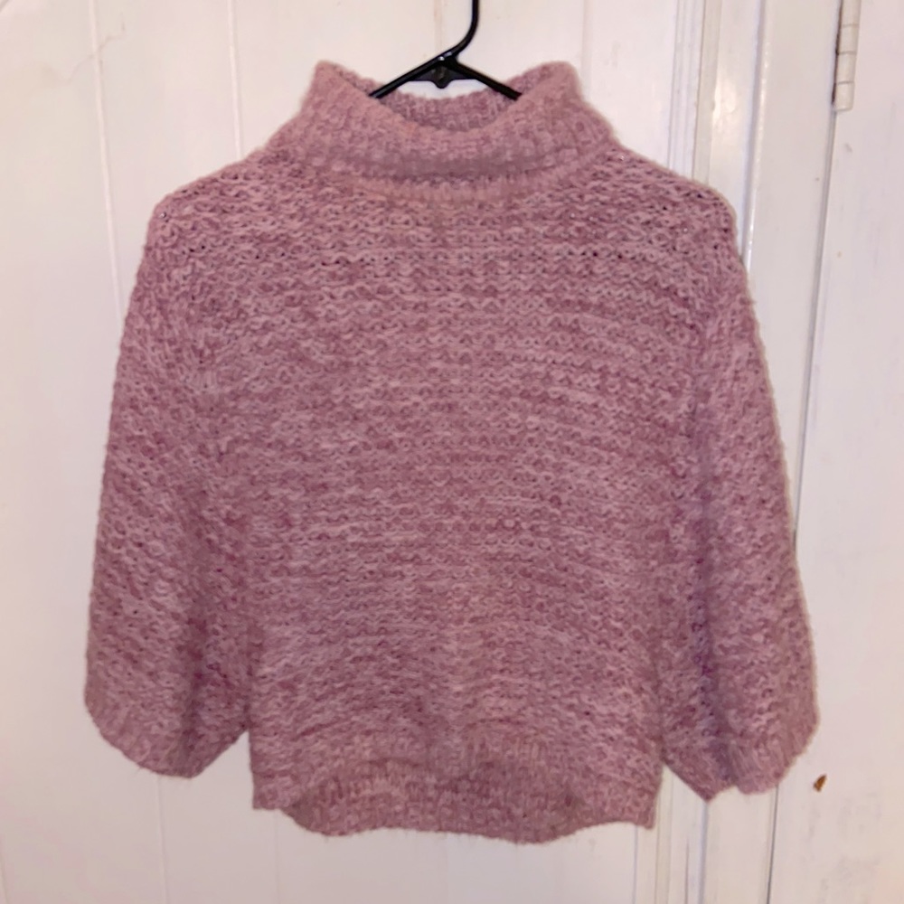 Short Sleeve, Turtleneck Purple Sweater